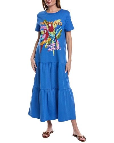 FARM Rio From Rio With Love Graphic T-shirt Dress - Blue