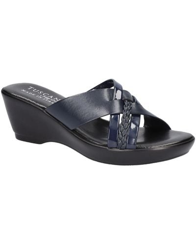TUSCANY by Easy StreetR Marzia Patent Slip-on Wedge Sandals - Blue