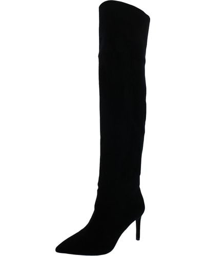 Veronica Beard Lisa Otk Suede Pointed Toe Over-the-knee Boots - Black