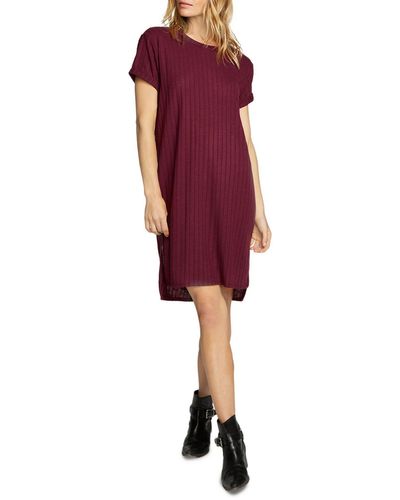 Chaser Brand Ribbed Knee T-shirt Dress - Red