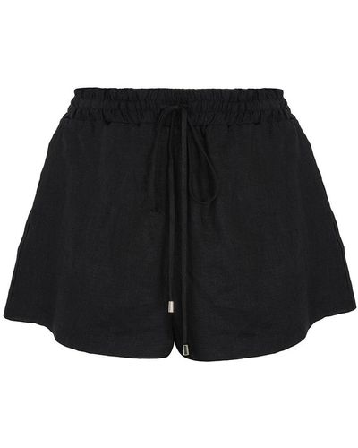 Nocturne Mini Linen Shorts - Black