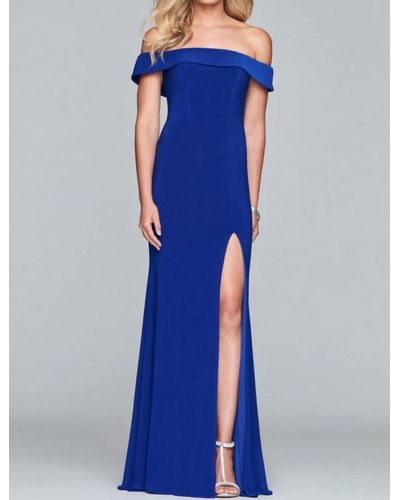 Faviana Off The Shoulder Gown - Blue