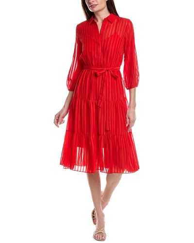 Nanette Lepore Blake Shadow Stripe Shirtdress - Red