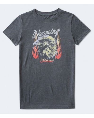 Aéropostale Wyoming Fire Eagle Graphic Tee - Gray