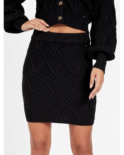 Guess Factory Kathy Diamond Cable-knit Skirt - Black