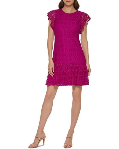 DKNY Lacey Short Fit & Flare Dress - Pink