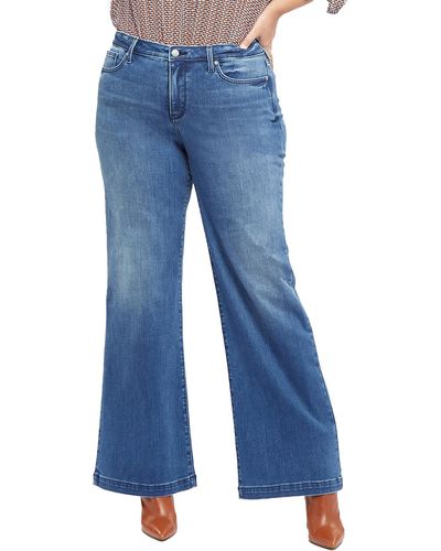 NYDJ Plus Teresa Denim Dark Wash Wide Leg Jeans - Blue