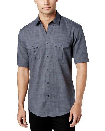 Alfani Plaid Regular Fit Button-down Shirt - Blue