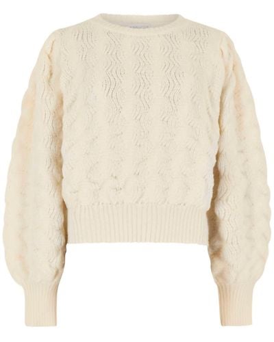 Apricot Bubble Pleat Sleeve Sweater - White