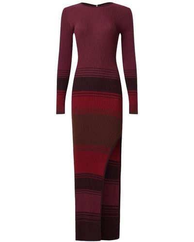 STAUD Edna 100% Polyester Front Slit Dress Syrah Blend - Red