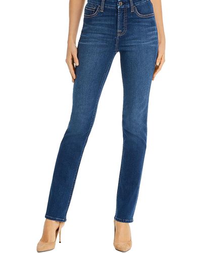 Jen7 Mid-rise Denim Straight Leg Jeans - Blue