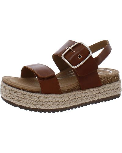 Aetrex Vania Leather Open Toe Slingback Sandals - Brown
