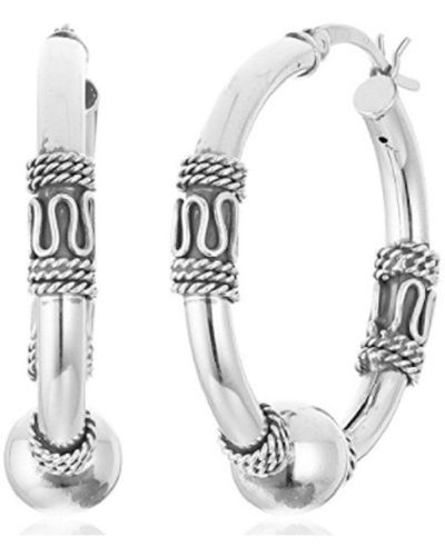 MAX + STONE Sterling Balinese Beaded Hoop Earrings - Black