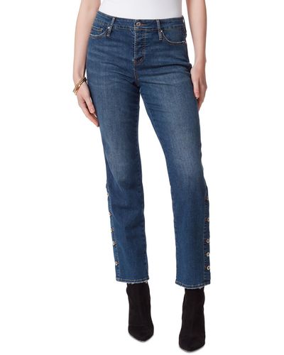 Jessica Simpson Straight Boot Button Slits Bootcut Jeans - Blue