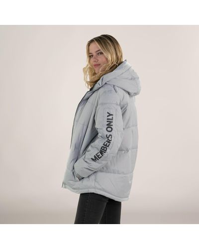 Members Only Twill Block Puffer Oversized Jacket - Gray