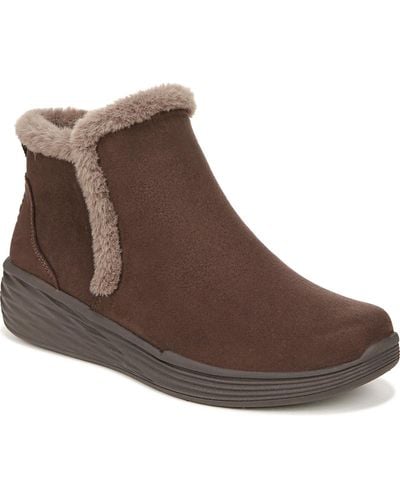 Ryka Faux Suede Ankle Winter & Snow Boots - Brown