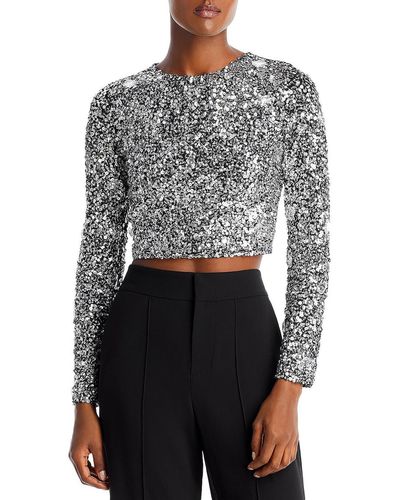 Alice + Olivia Sequined Evening Cropped - Gray