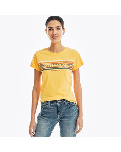 Nautica Chest-stripe Graphic T-shirt - Orange