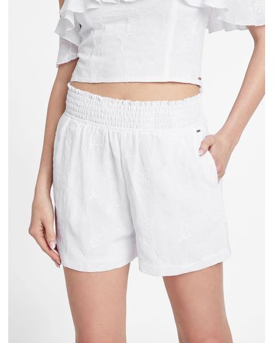 Guess Factory Allegra Embroidered Shorts - White
