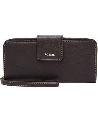 Fossil Madison Leather Zip Clutch - Black
