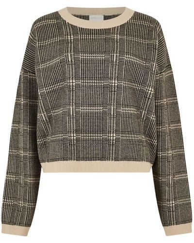 Apricot Knitted Prince Of Wales Check Sweater - Green