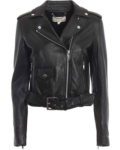 Michael Kors Leather Moto Jacket - Black