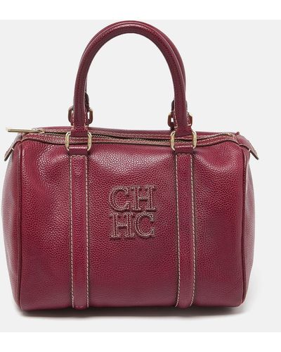 CH by Carolina Herrera Leather Andy Boston Bag - Red