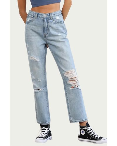 By Together Distressed High-rise Straight-leg Jeans - Blue