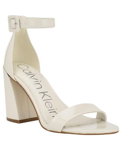 Calvin Klein Marle Ankle Strap Open Toe Block Heel - Natural