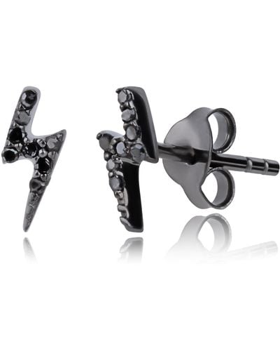 MAX + STONE Real Diamond Lightning Bolt Stud Earrings - Black
