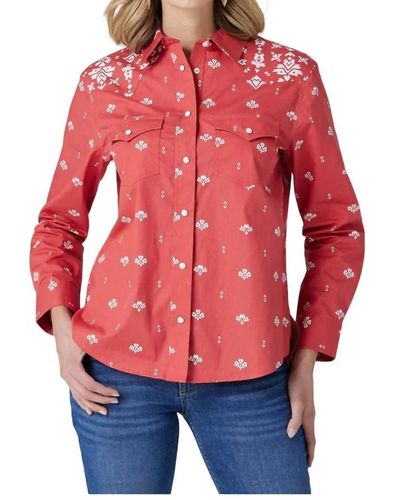 Wrangler Retro Western Snap Shirt - Red