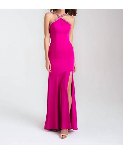 Madison James Sparkling Straps Gown - Pink