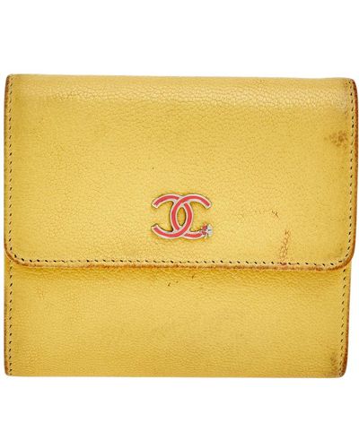 Chanel Leather Trifold Wallet - Yellow