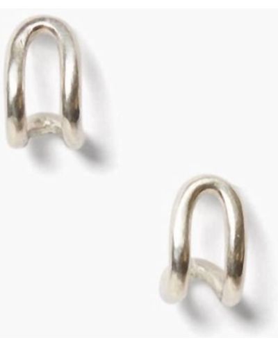 8 By YOOX DOUBLE HEART RHINESTONES EARRINGS, Silver Women's Earrings