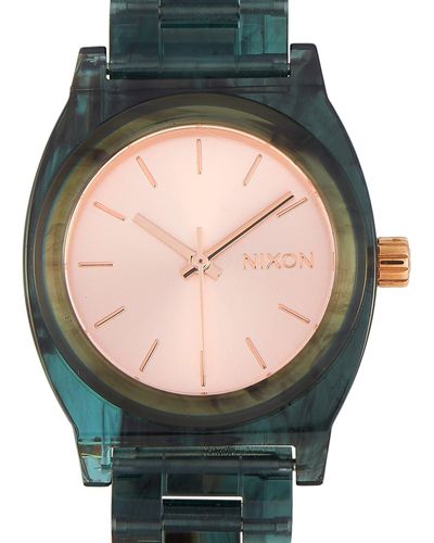 Nixon Medium Time Teller Aqua Acetate 31mm Watch A1214 2930 - Green