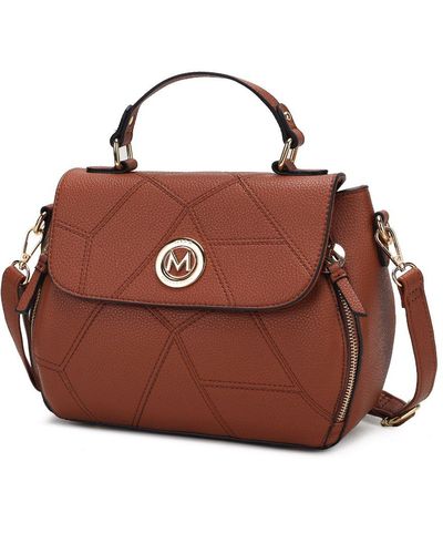 MKF Collection by Mia K Clementine Vegan Leather Satchel Bag - Brown