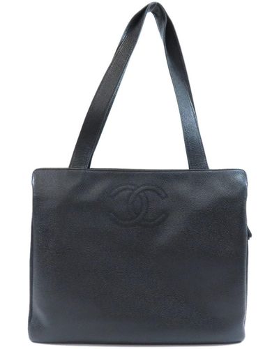 Chanel Shopping Leather Tote Bag (pre-owned) - Black