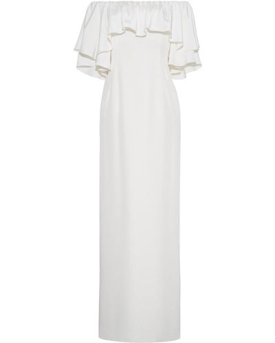 Adam Lippes Ruffle Gown In Silk Crepe - White