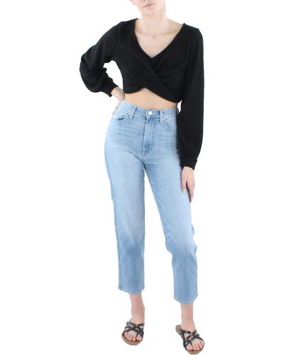Almost Famous Juniors Knit Ribbed Crop Sweater - Blue