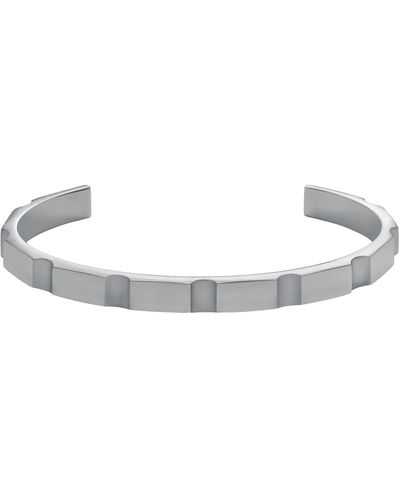 Fossil Archival Icons Stainless Steel Cuff Bracelet - Metallic