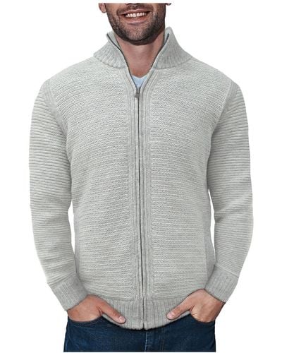Xray Jeans Open Stitch Knit Full Zip Sweater - Gray
