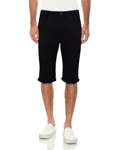 Xray Jeans Frayed Hem Stretch Denim Shorts - Black