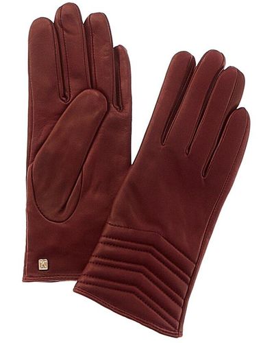 Bruno Magli Chevron Quilted Cashmere-lined Leather Gloves - Brown