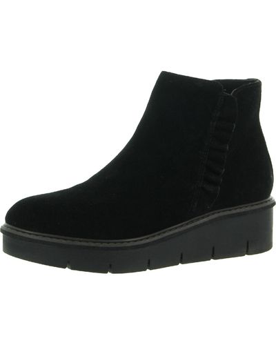 Clarks Airabell Vibe Suede Bootie Ankle Boots - Black