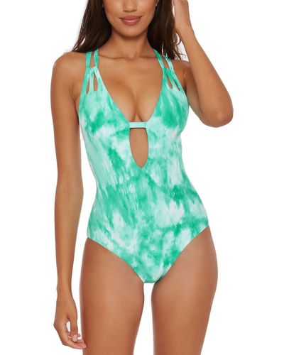 Becca Salsa Lace Up Ribbed One-piece Swimsuit - Green