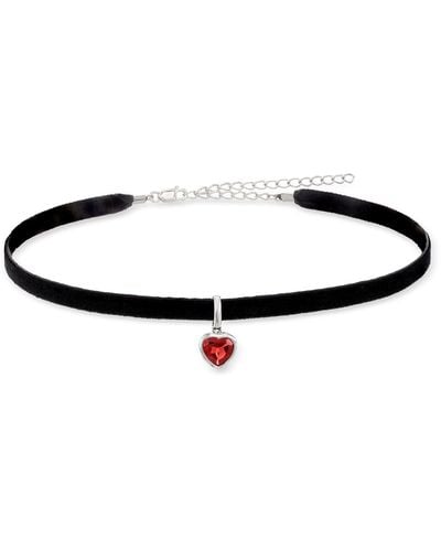 Ross-Simons Garnet Heart And Black Velvet Choker Necklace