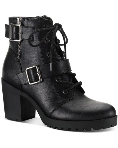 Sun & Stone Ivvie Faux Leather lugged Sole Booties - Black