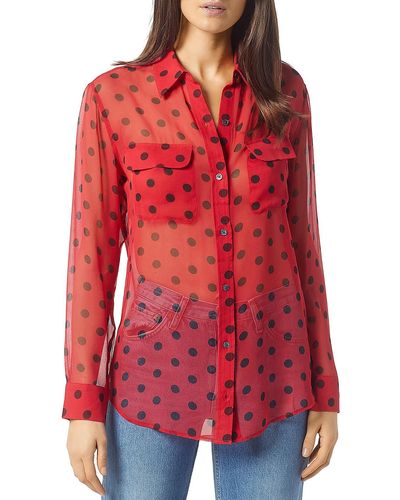 Equipment Silk Sheer Blouse - Red