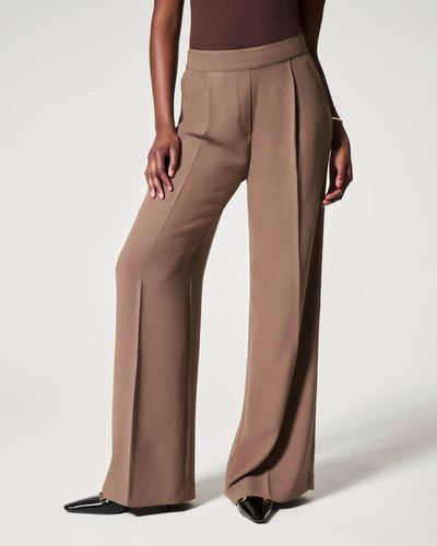 Spanx Crepe Pleated Trouser - Natural