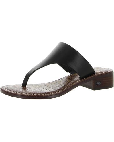 Sam Edelman Leather Slip On Thong Sandals - Black